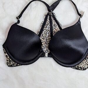 PINK Victoria's Secret Black and Leopard Bra